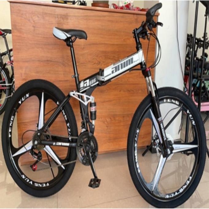 Off Road Riding Folding Adult Mountain Bike High Carbon Steel