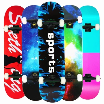 7 Layer Maple Wood Sand Pu Wheel Deck Wood Off Road Skateboard Bearing Black